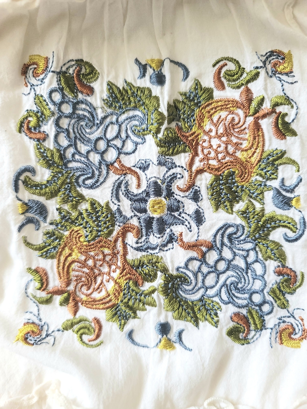Johnny Was Biya Embroidered Cotton Midi Skirt M - Picture 7 of 11